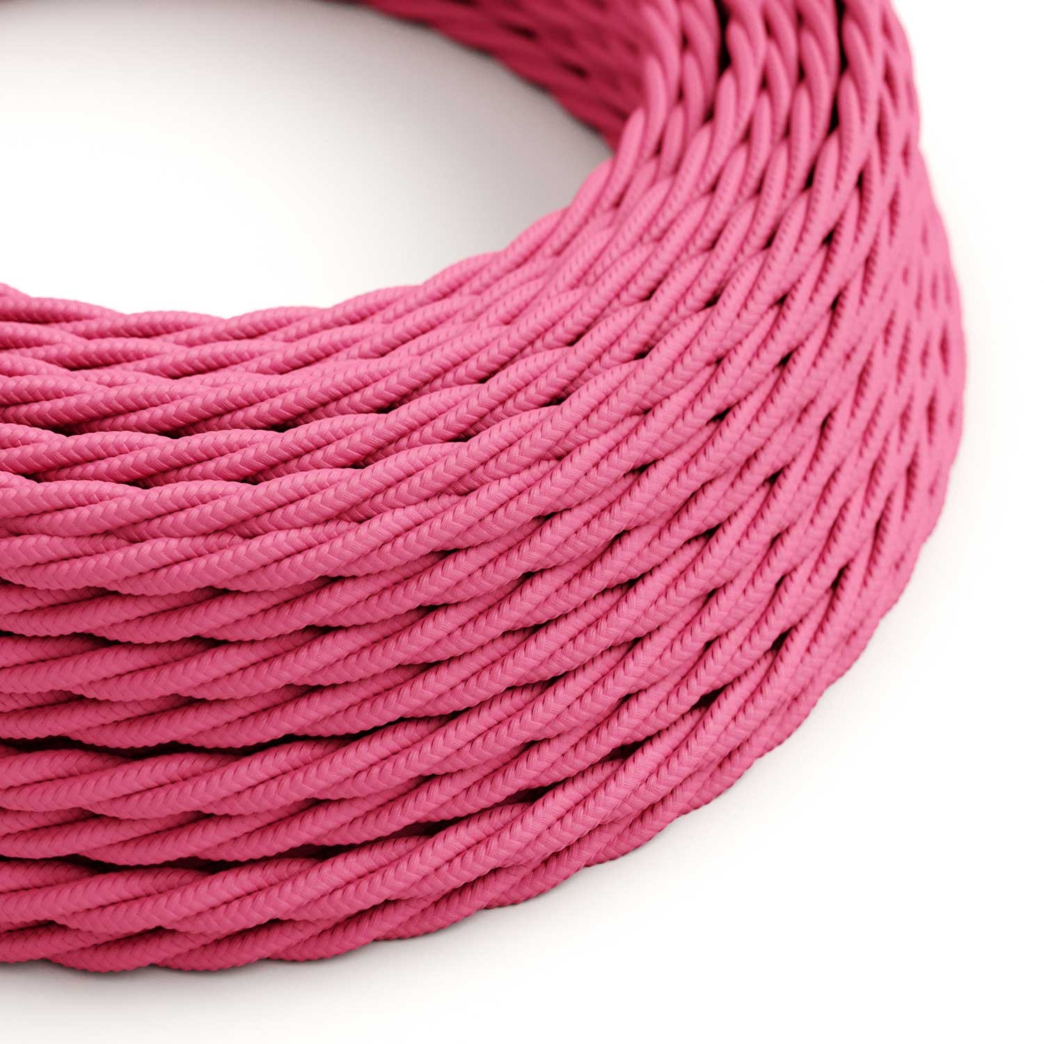 Elektrisches Kabel geflochten überzogen mit Textil-Seideneffekt Einfarbig Fuchsia TM08