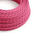 Fil Électrique Torsadé Gaine De Tissu De Couleur Effet Soie Tissu Uni Fuchsia TM08