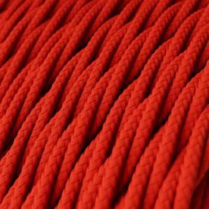 Elektrisches Kabel geflochten überzogen mit Textil-Seideneffekt Einfarbig Rot TM09