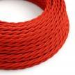Elektrisches Kabel geflochten überzogen mit Textil-Seideneffekt Einfarbig Rot TM09
