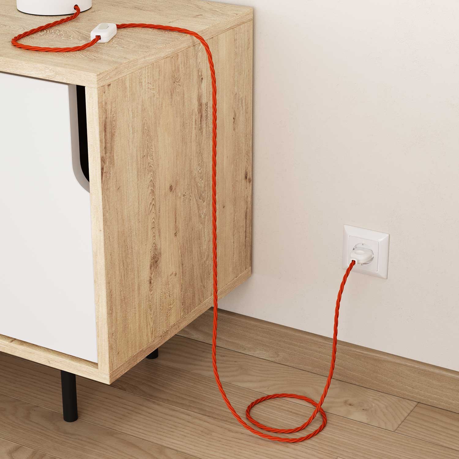 Elektrisches Kabel geflochten überzogen mit Textil-Seideneffekt Einfarbig Orange TM15