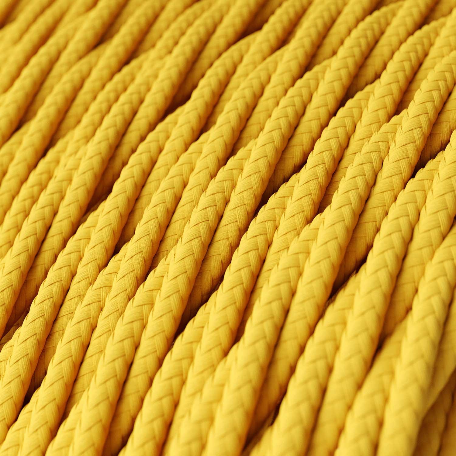 Elektrisches Kabel geflochten überzogen mit Textil-Seideneffekt Einfarbig Gelb TM10