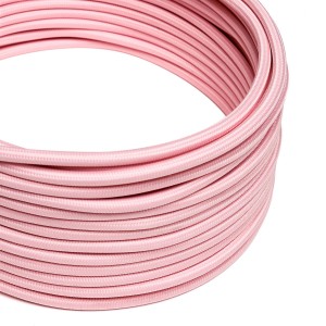 Elektrisches Kabel rund überzogen mit Textil-Seideneffekt Einfarbig Rosa Baby RM16