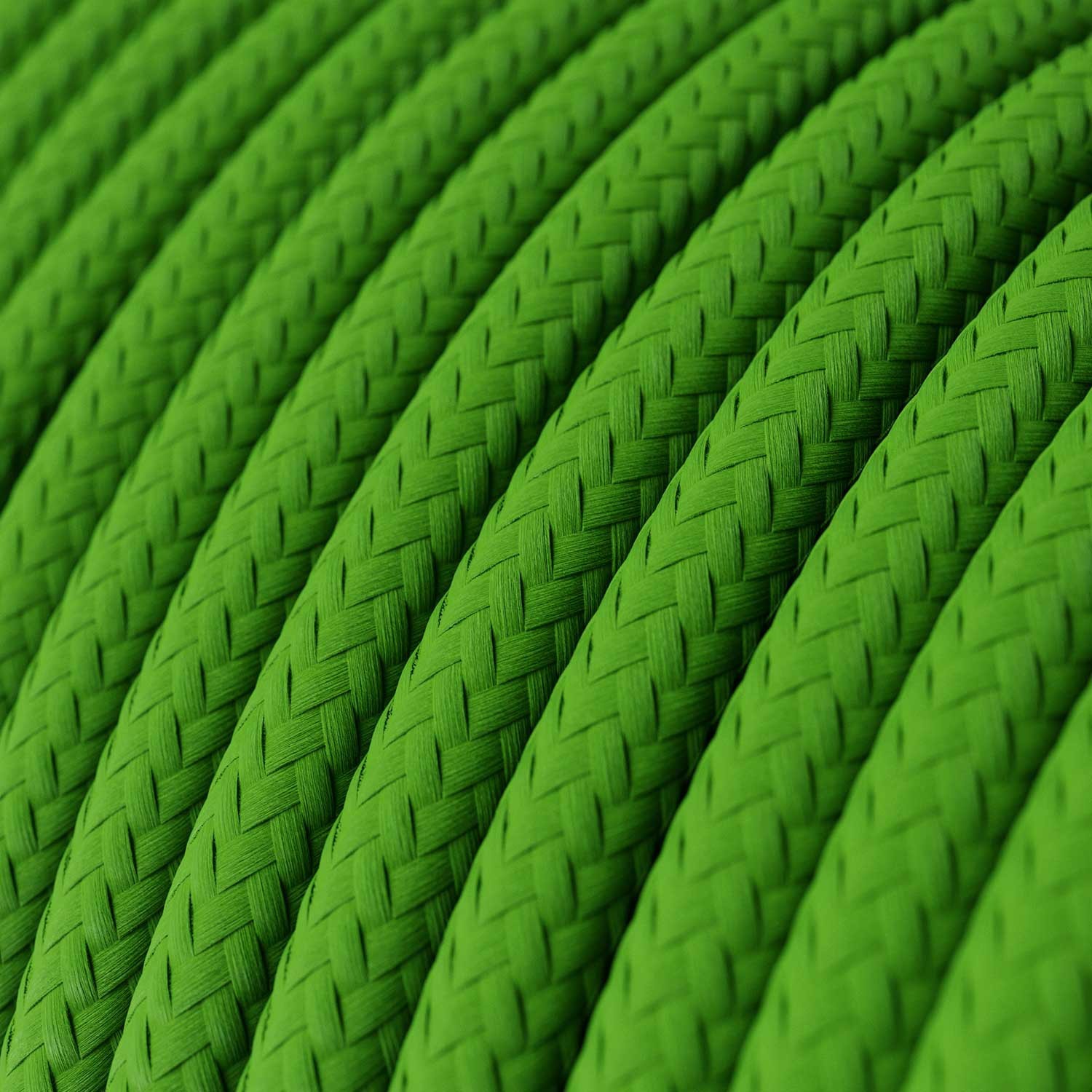 Fil Électrique Rond Gaine De Tissu De Couleur Effet Soie Tissu Uni Vert Lime RM18