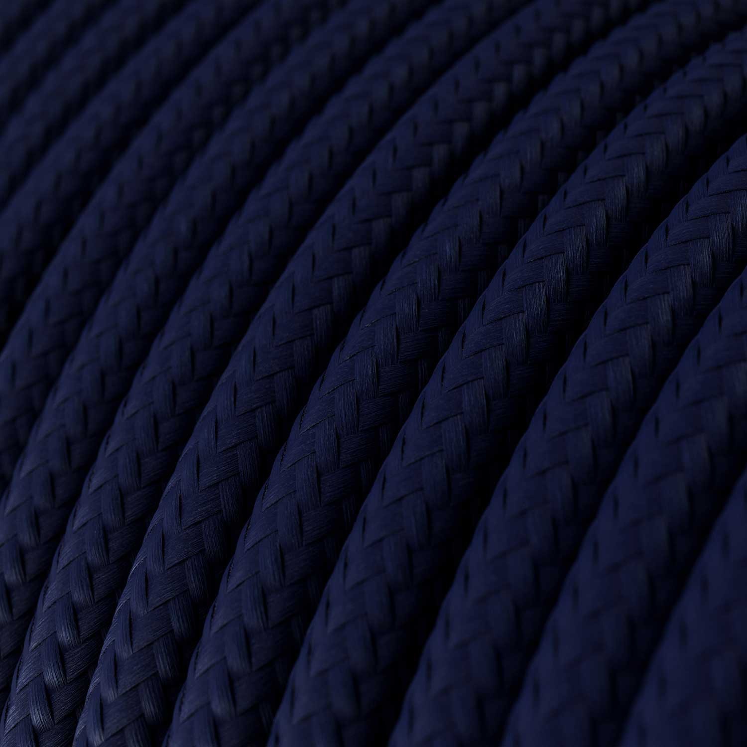 Fil Électrique Rond Gaine De Tissu De Couleur Effet Soie Tissu Uni Bleu Marine RM20