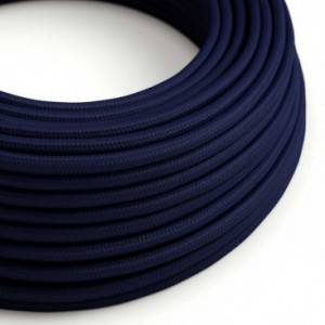 Fil Électrique Rond Gaine De Tissu De Couleur Effet Soie Tissu Uni Bleu Marine RM20