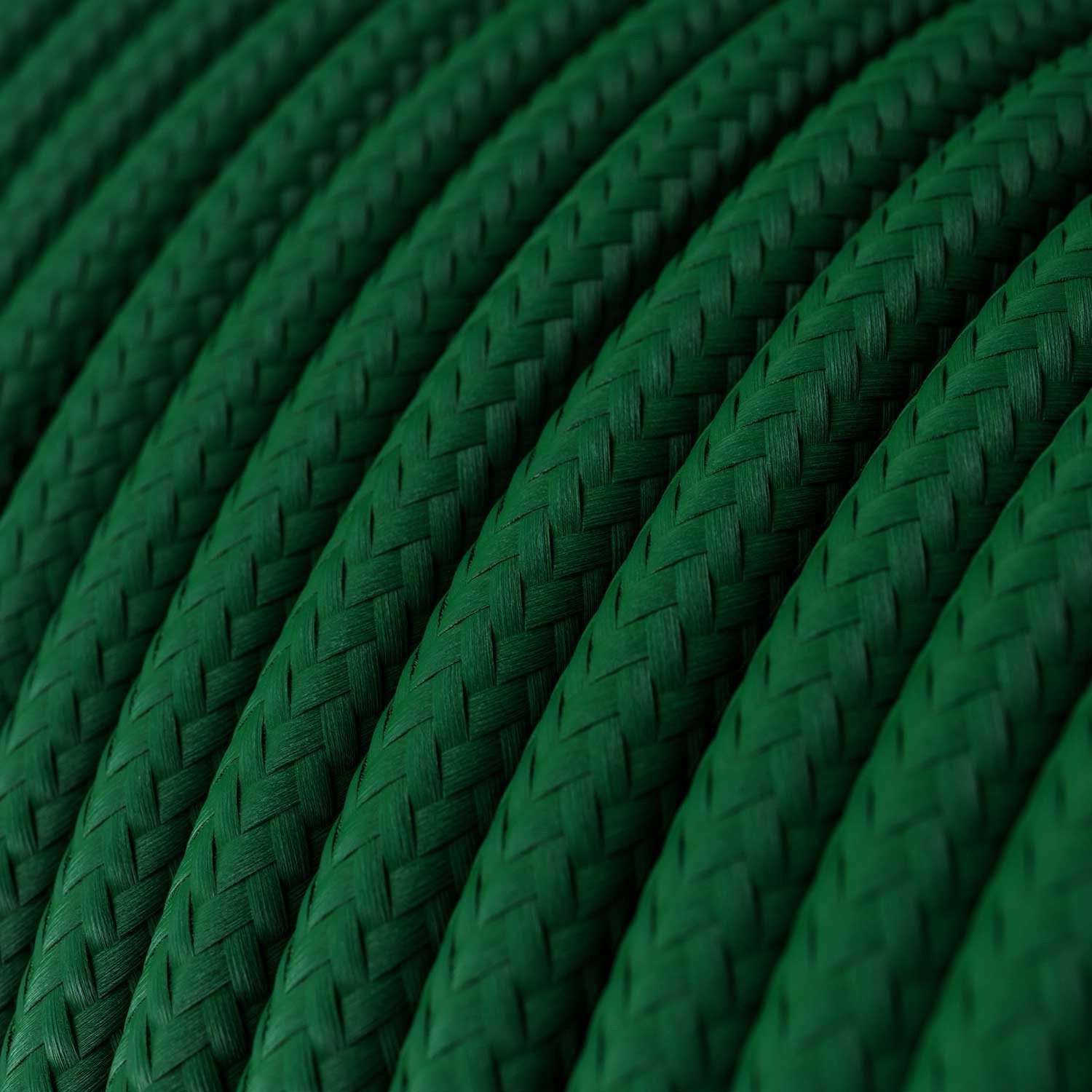 Cavo Elettrico rotondo rivestito in tessuto effetto Seta Tinta Unita Verde scuro RM21