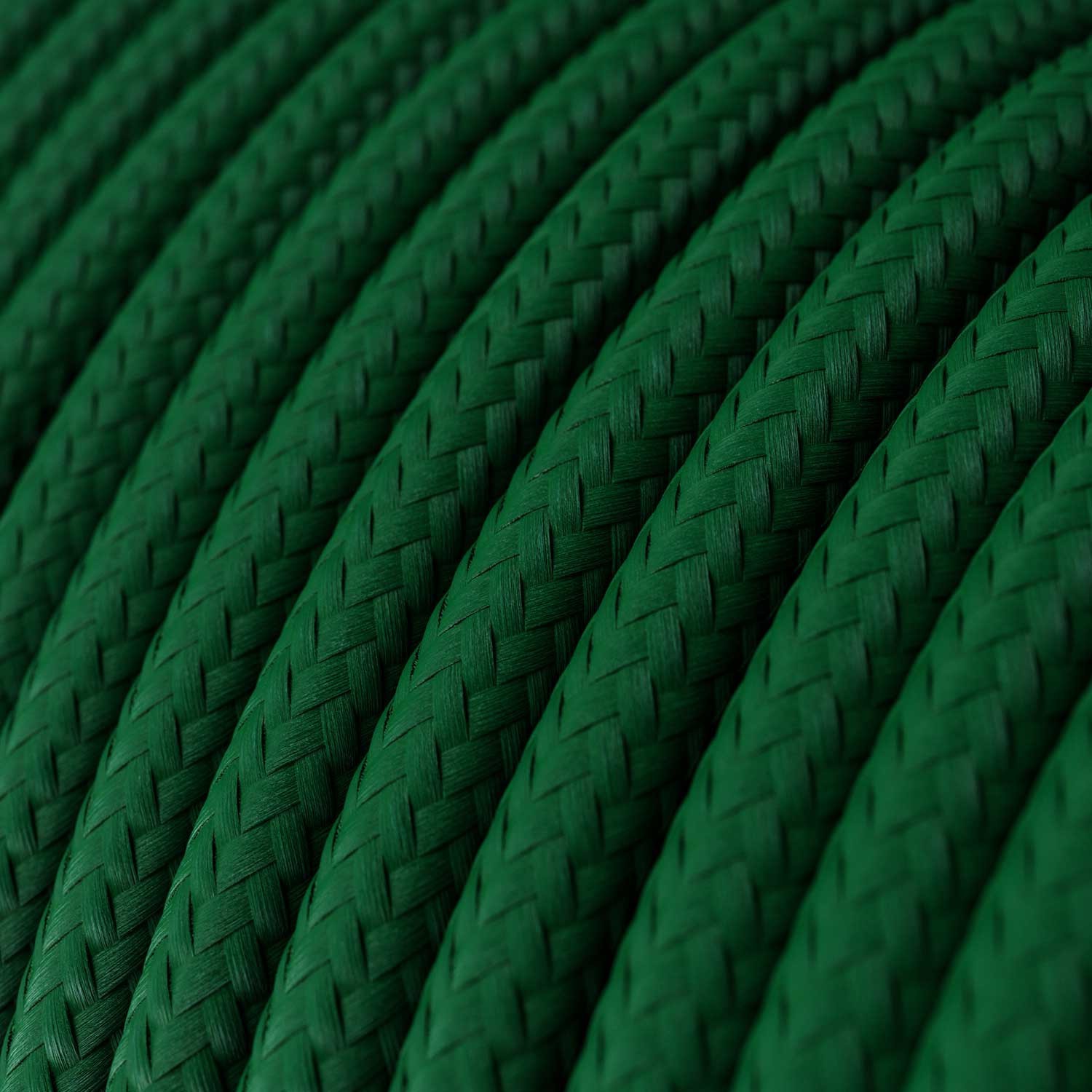 Fil Électrique Rond Gaine De Tissu De Couleur Effet Soie Tissu Uni Vert Foncé RM21