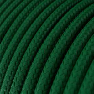Elektrisches Kabel rund überzogen mit Textil-Seideneffekt Einfarbig Dunkelgrün RM21
