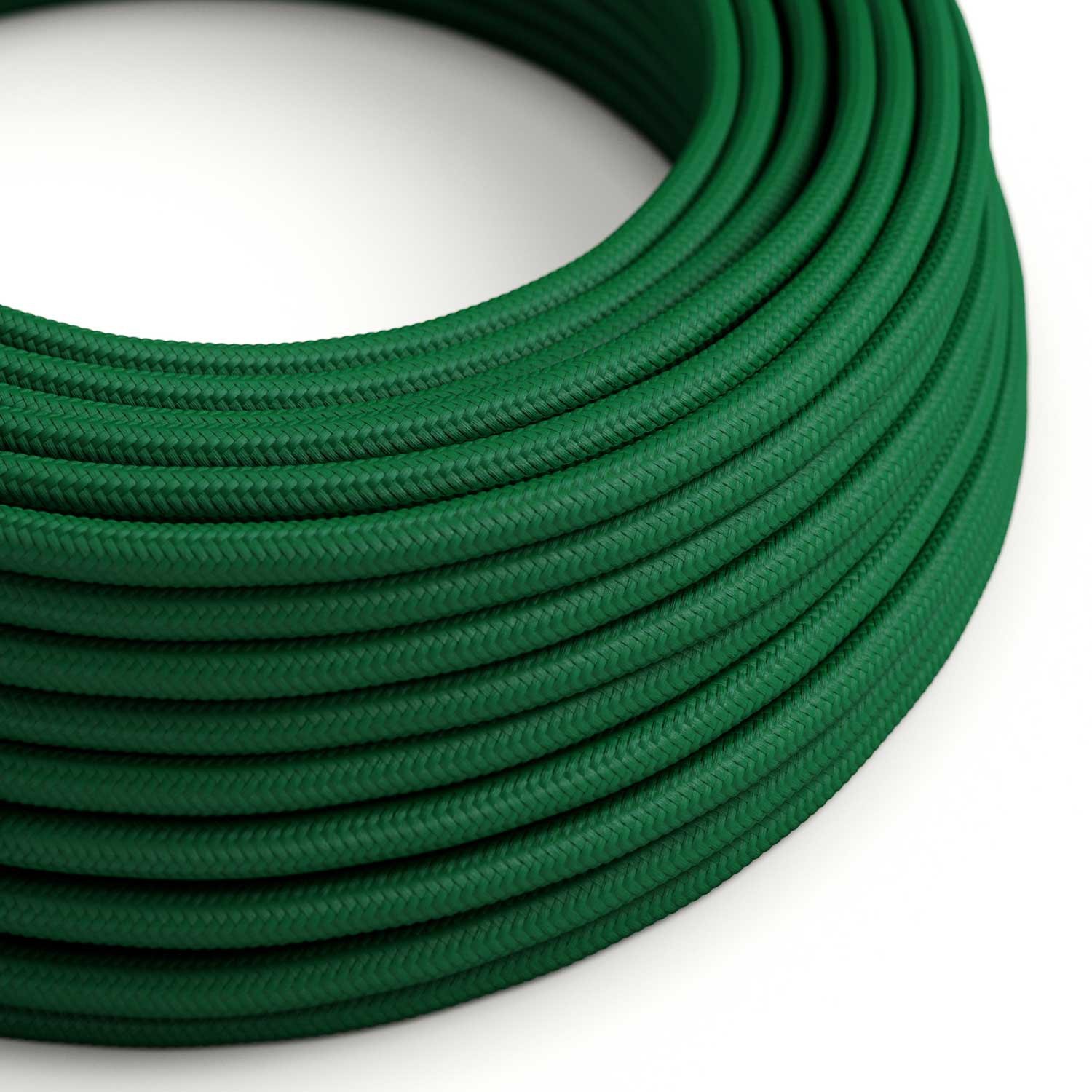 Fil Électrique Rond Gaine De Tissu De Couleur Effet Soie Tissu Uni Vert Foncé RM21