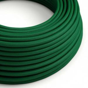 Elektrisches Kabel rund überzogen mit Textil-Seideneffekt Einfarbig Dunkelgrün RM21
