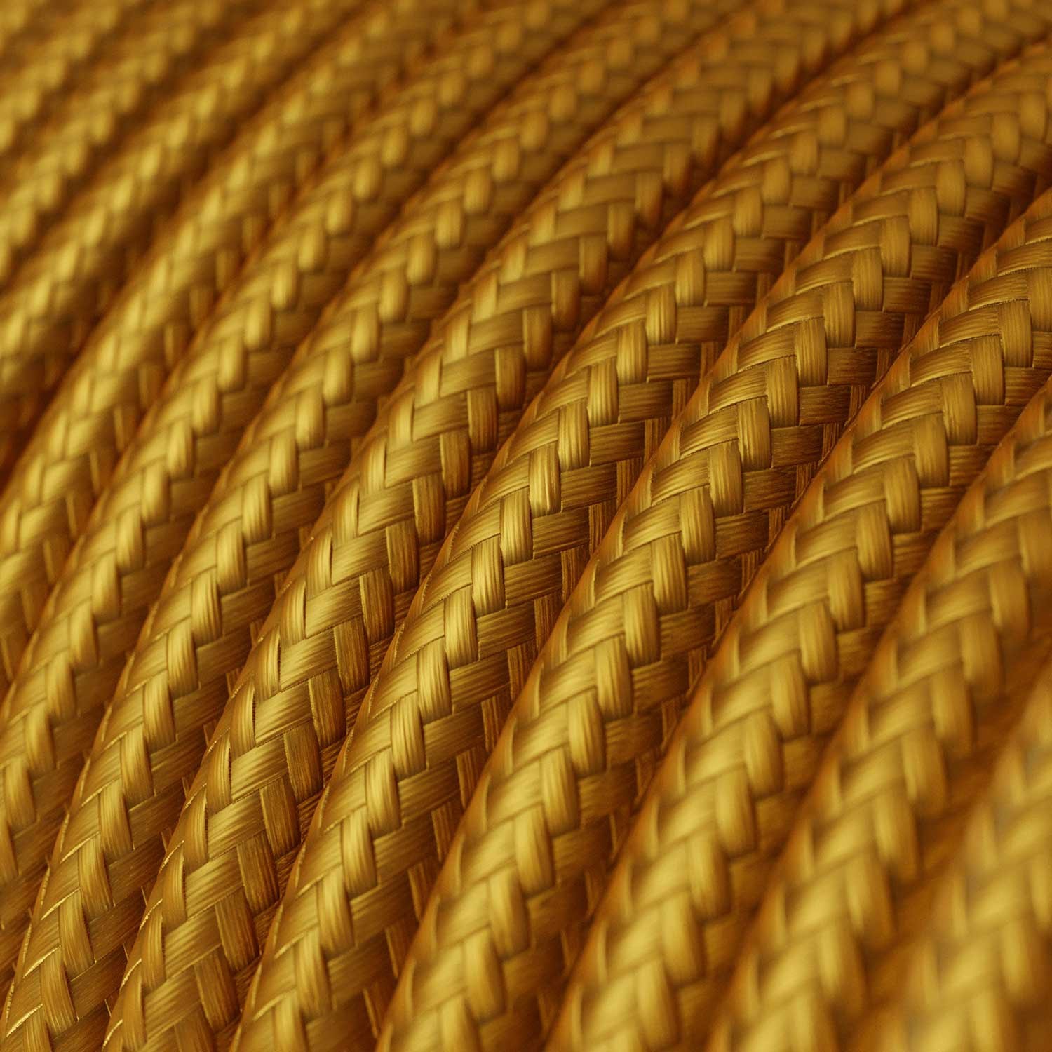 Elektrisches Kabel rund überzogen mit Textil-Seideneffekt Einfarbig Gold RM05