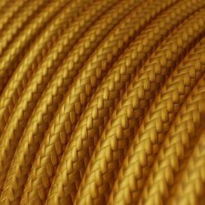 Elektrisches Kabel rund überzogen mit Textil-Seideneffekt Einfarbig Gold RM05