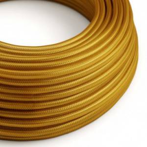 Elektrisches Kabel rund überzogen mit Textil-Seideneffekt Einfarbig Gold RM05
