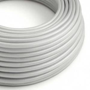 Fil Électrique Rond Gaine De Tissu De Couleur Effet Soie Tissu Uni Argent RM02