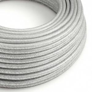 Elektrisches Kabel rund überzogen mit Textil-Seideneffekt Einfarbig Silber geglittert RL02