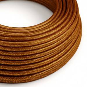 Elektrisches Kabel rund überzogen mit Textil-Seideneffekt Einfarbig Kupfer geglittert RL22