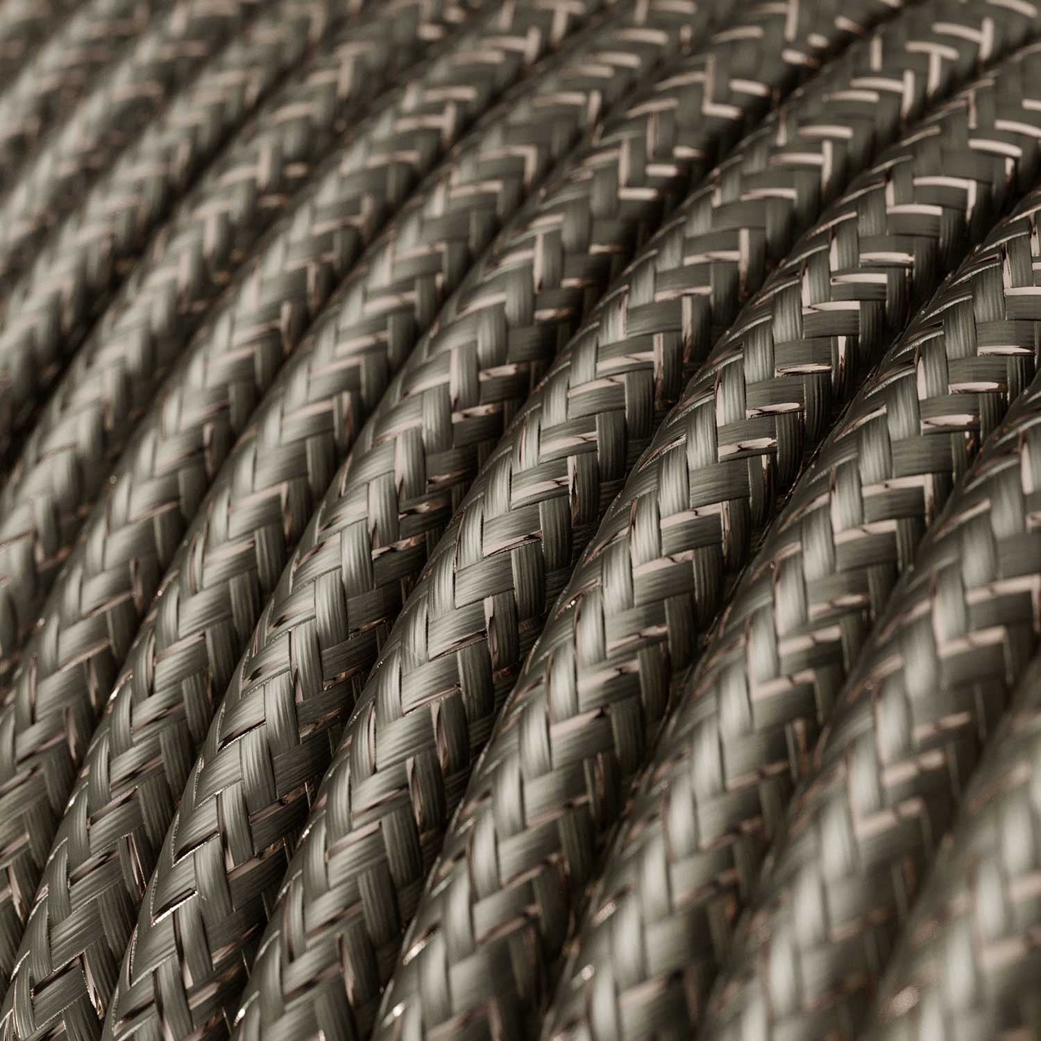 Elektrisches Kabel rund überzogen mit Textil-Seideneffekt Einfarbig Grau geglittert RL03