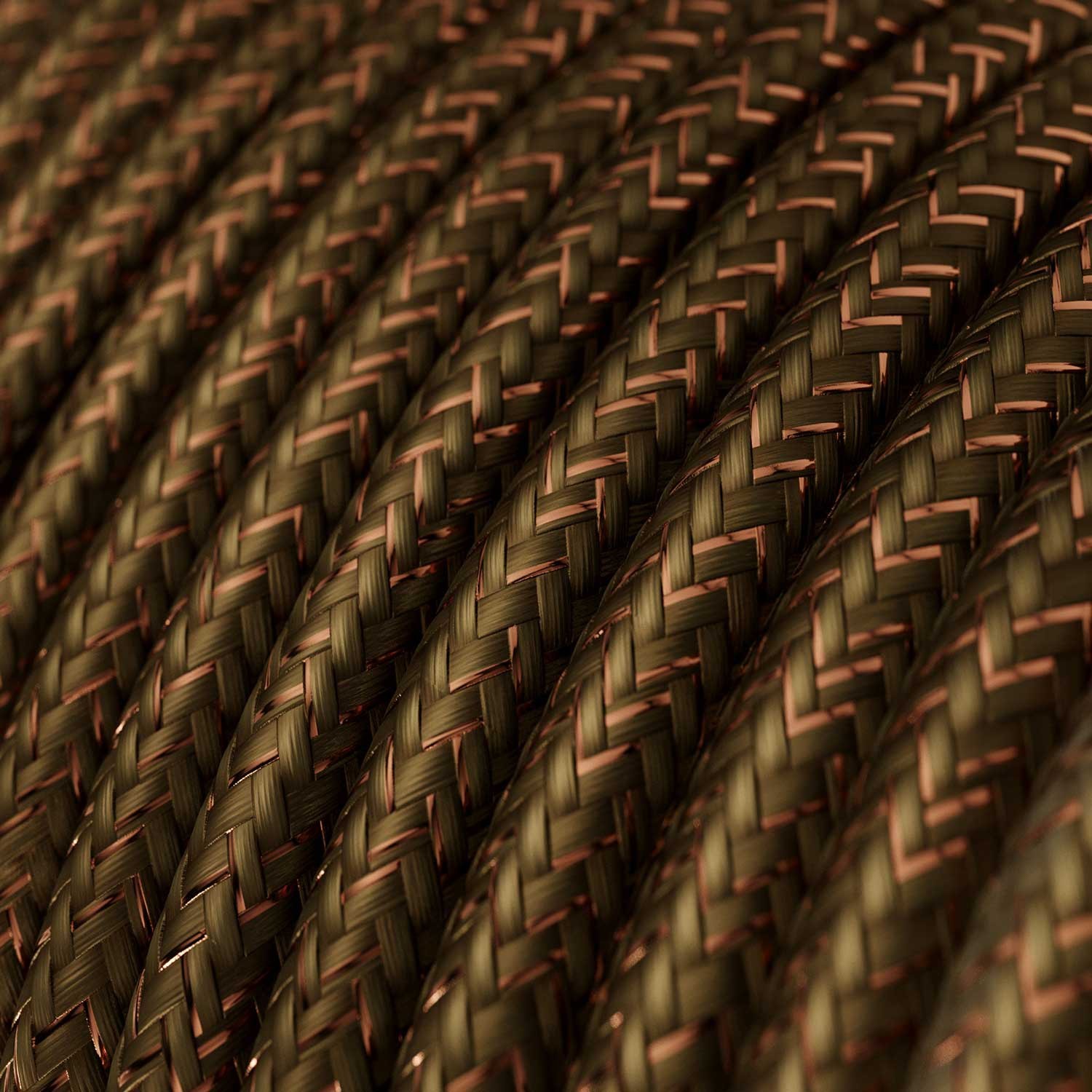 Elektrisches Kabel rund überzogen mit Textil-Seideneffekt Einfarbig Braun geglittert RL13