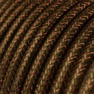 Fil Électrique Rond Gaine De Tissu De Couleur Effet Soie Tissu Uni Paillettes Marron RL13