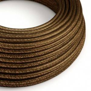 Fil Électrique Rond Gaine De Tissu De Couleur Effet Soie Tissu Uni Paillettes Marron RL13