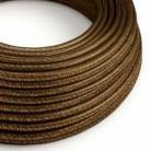 Elektrisches Kabel rund überzogen mit Textil-Seideneffekt Einfarbig Braun geglittert RL13