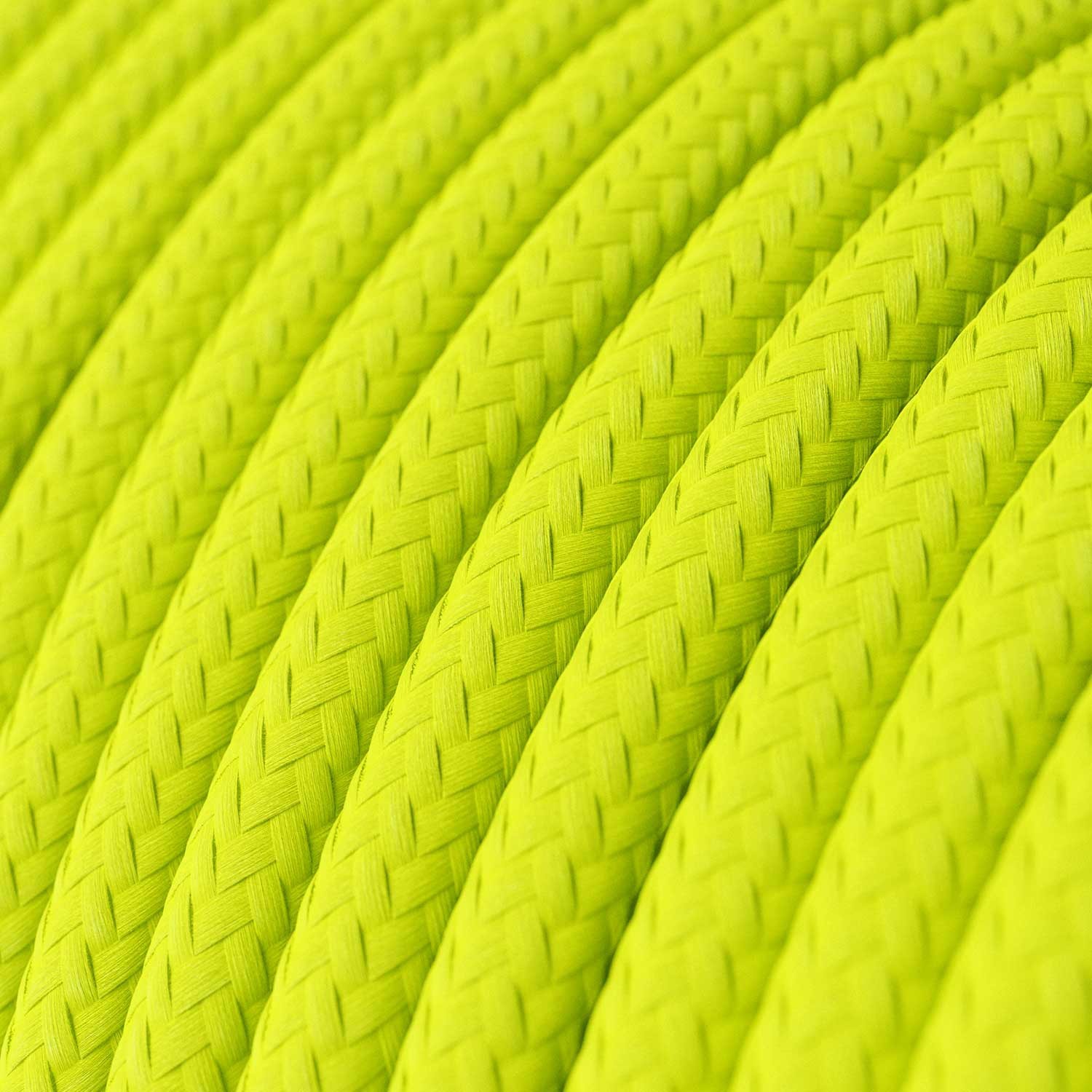 Elektrisches Kabel rund überzogen mit Textil-Seideneffekt Einfarbig Gelb Fluo RF10