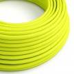 Fil Électrique Rond Gaine De Tissu De Couleur Effet Soie Tissu Uni Jaune Fluo RF10