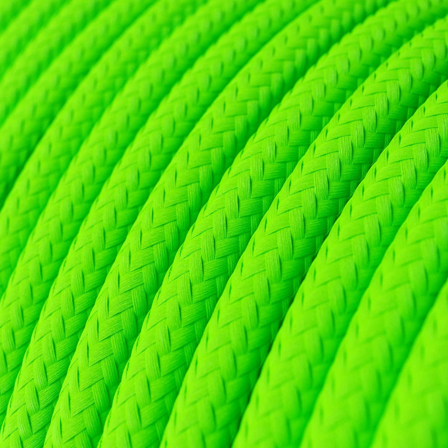 Elektrisches Kabel rund überzogen mit Textil-Seideneffekt Einfarbig Grün Fluo RF06