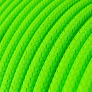 Fil Électrique Rond Gaine De Tissu De Couleur Effet Soie Tissu Uni Vert Fluo RF06