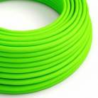 Elektrisches Kabel rund überzogen mit Textil-Seideneffekt Einfarbig Grün Fluo RF06