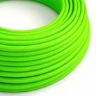 Fil Électrique Rond Gaine De Tissu De Couleur Effet Soie Tissu Uni Vert Fluo RF06