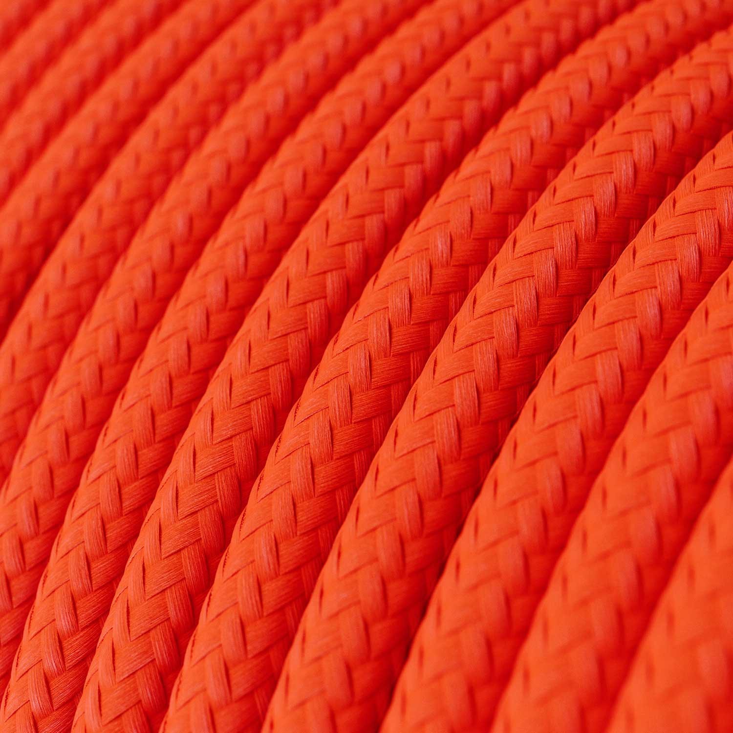 Elektrisches Kabel rund überzogen mit Textil-Seideneffekt Einfarbig Orange Fluo RF15