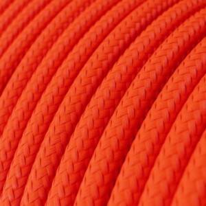 Elektrisches Kabel rund überzogen mit Textil-Seideneffekt Einfarbig Orange Fluo RF15