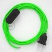 Cordon pour lampe, câble RF06 Effet Soie Vert Fluo 1,80 m. Choisissez la couleur de la fiche et de l'interrupteur!