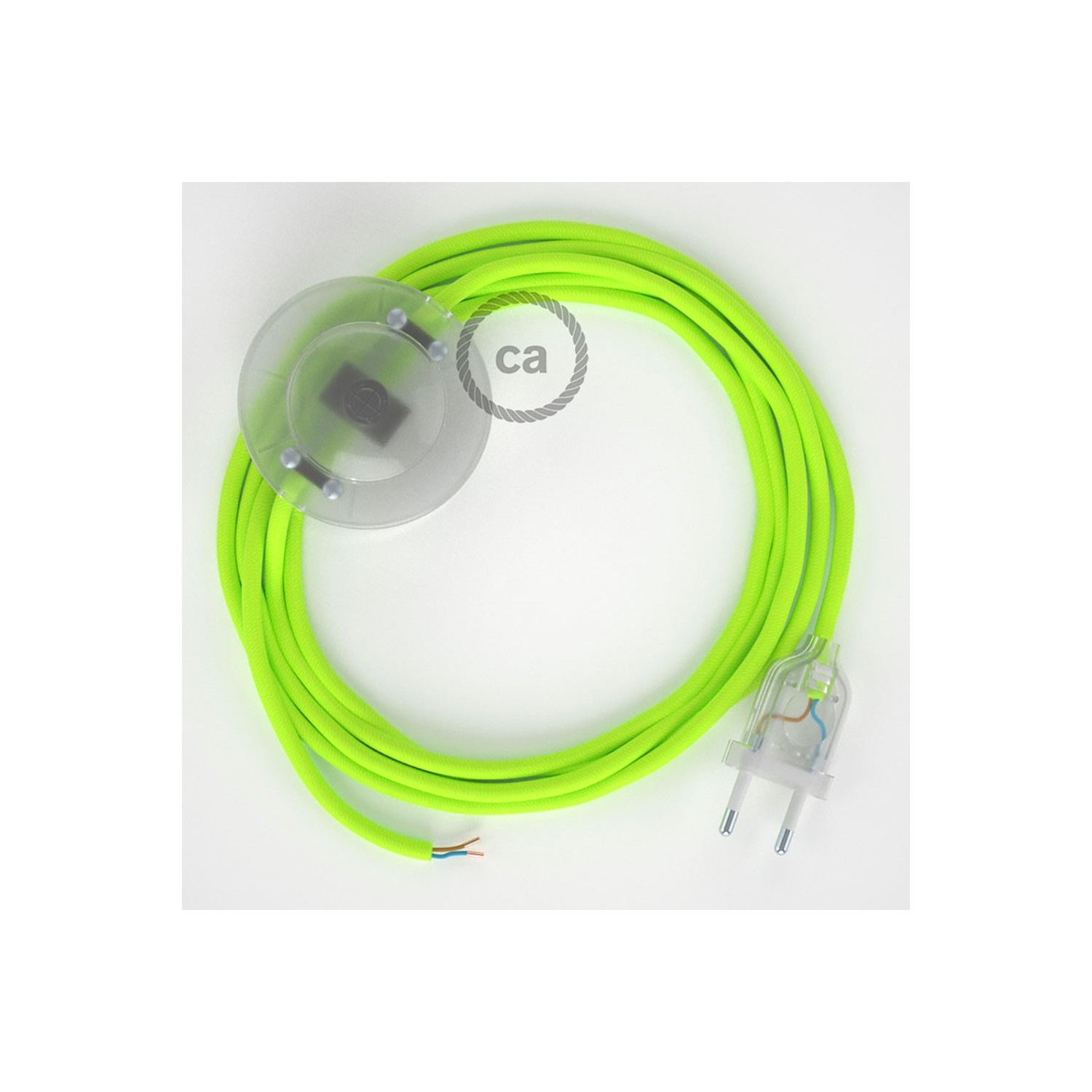Stehleuchte Anschlussleitung RF10 Gelb Fluoreszierend Seideneffekt 3 m. Wählen Sie aus drei Farben bei Schalter und Stecke.