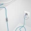 Cordon pour lampe, câble RM17 Effet Soie Bleu Clair Baby 1,80 m. Choisissez la couleur de la fiche et de l'interrupteur!