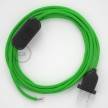 Cordon pour lampe, câble RM18 Effet Soie Vert Lime 1,80 m. Choisissez la couleur de la fiche et de l'interrupteur!