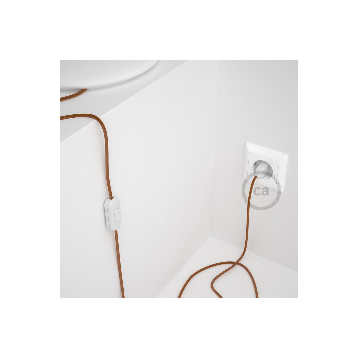 Cordon pour lampe, câble RM22 Effet Soie Whiskey 1,80 m. Choisissez la couleur de la fiche et de l'interrupteur!