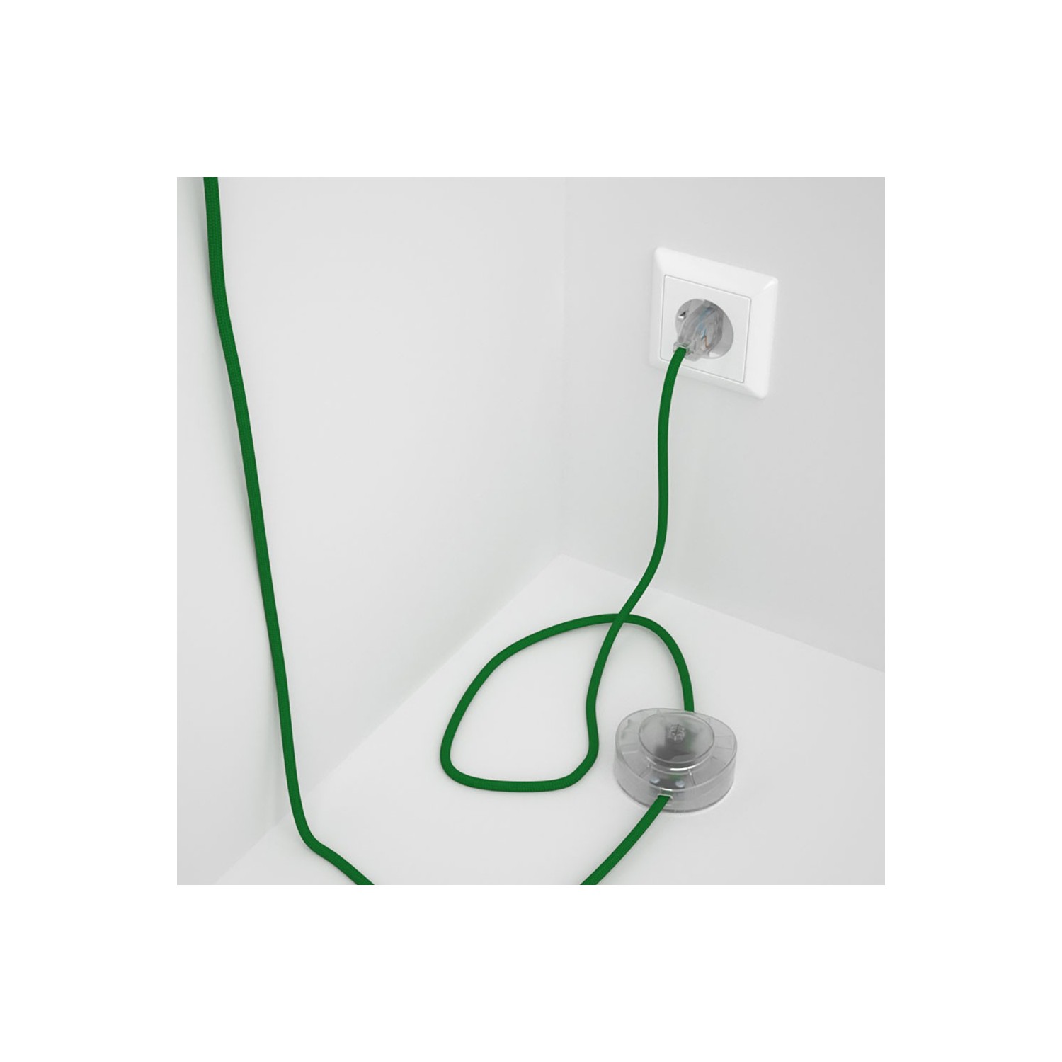 Cordon pour lampadaire, câble RM06 Effet Soie Vert 3 m. Choisissez la couleur de la fiche et de l'interrupteur!