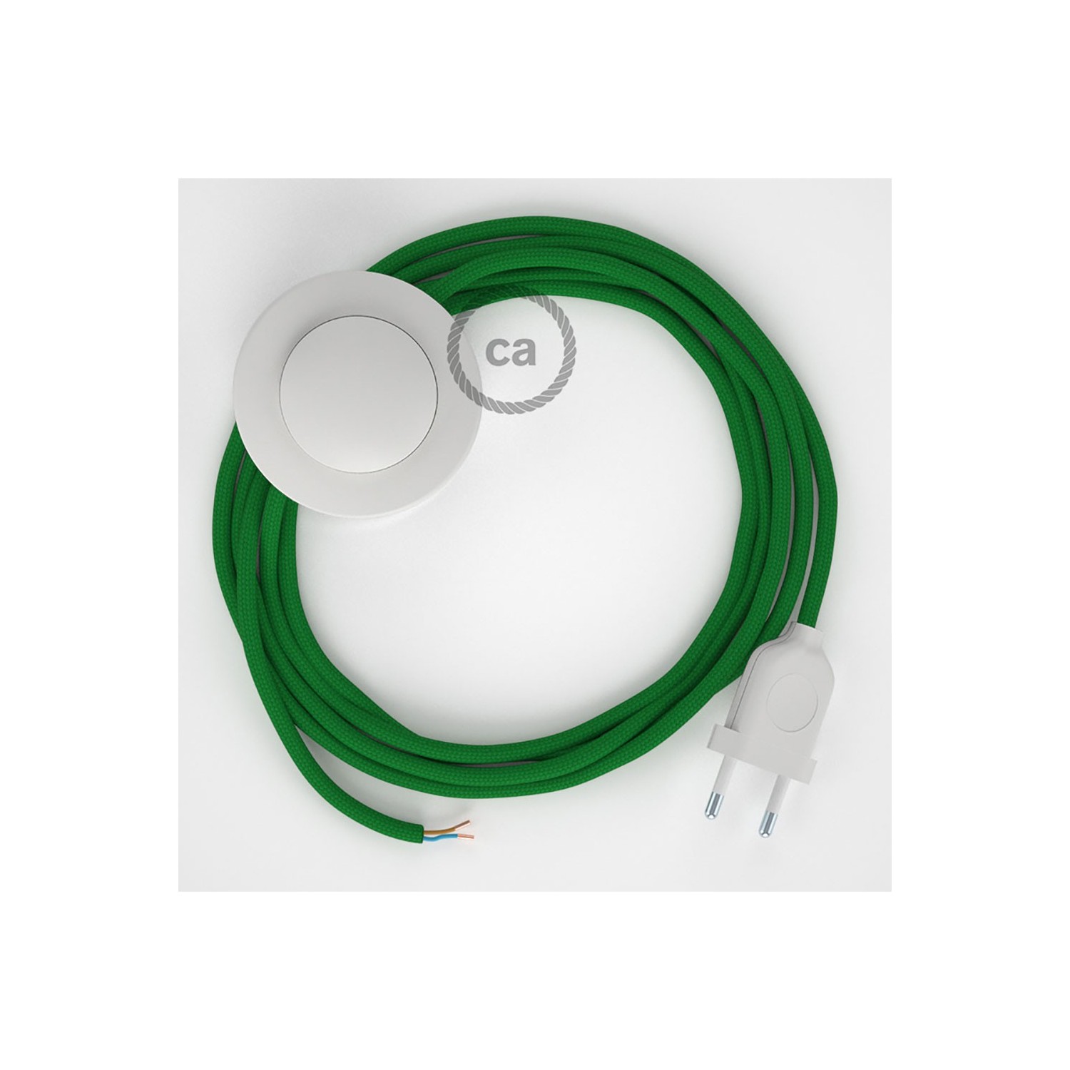 Stehleuchte Anschlussleitung RM06 Grün Seideneffekt 3 m. Wählen Sie aus drei Farben bei Schalter und Stecke.