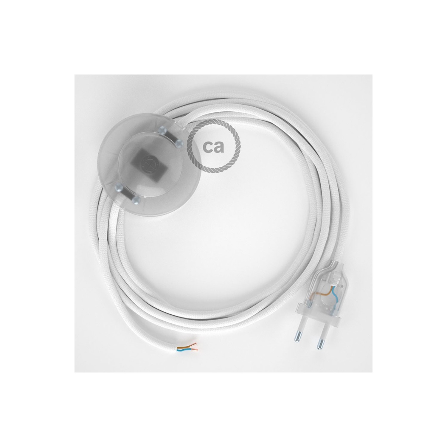 Cordon pour lampadaire, câble RM01 Effet Soie Blanc 3 m. Choisissez la couleur de la fiche et de l'interrupteur!