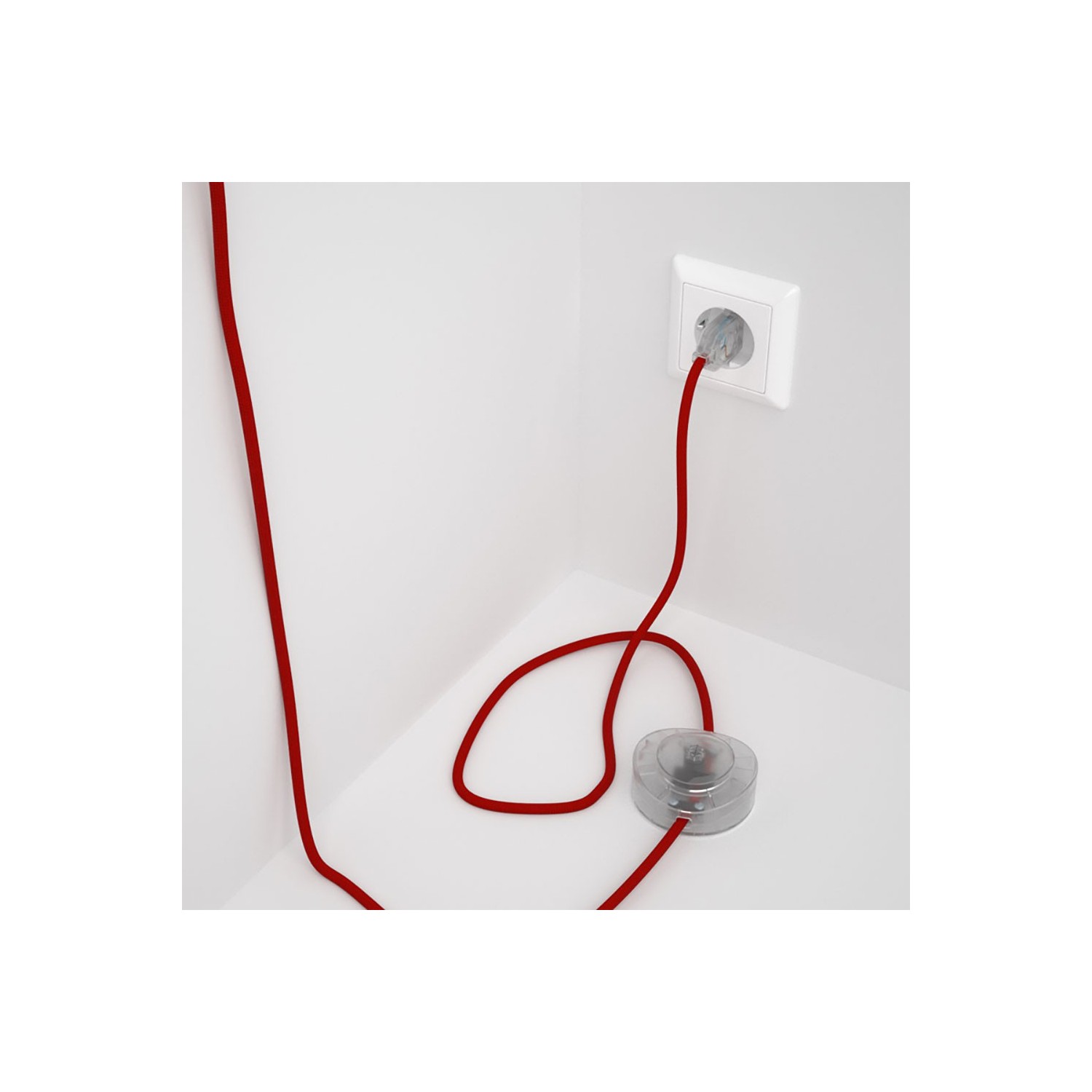 Cordon pour lampadaire, câble RM09 Effet Soie Rouge 3 m. Choisissez la couleur de la fiche et de l'interrupteur!