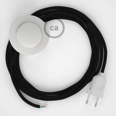 Cordon pour lampadaire, câble RM04 Effet Soie Noir 3 m. Choisissez la couleur de la fiche et de l'interrupteur!