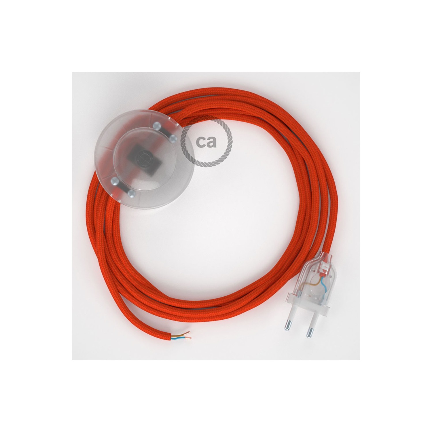 Cordon pour lampadaire, câble RM15 Effet Soie Orange 3 m. Choisissez la couleur de la fiche et de l'interrupteur!