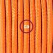 Cablaggio per piantana, cavo RM15 Effetto Seta Arancione 3 m. Scegli il colore dell'interruttore e della spina.