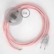 Cordon pour lampadaire, câble RM16 Effet Soie Rose Baby 3 m. Choisissez la couleur de la fiche et de l'interrupteur!
