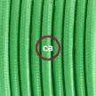 Cablaggio per piantana, cavo RM18 Effetto Seta Verde Lime 3 m. Scegli il colore dell'interruttore e della spina.