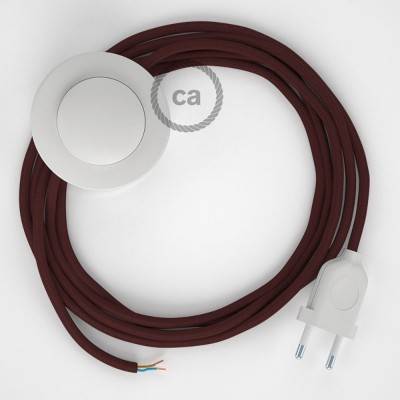 Cordon pour lampadaire, câble RM19 Effet Soie Bordeaux 3 m. Choisissez la couleur de la fiche et de l'interrupteur!