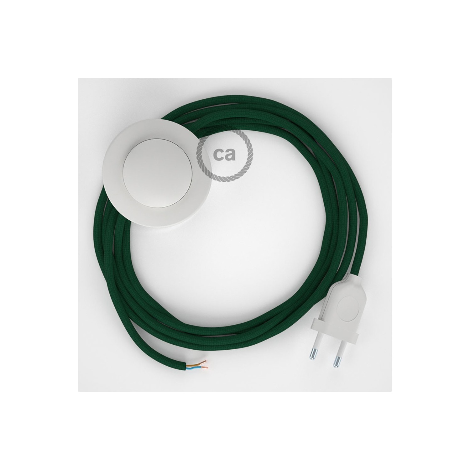Cordon pour lampadaire, câble RM21 Effet Soie Vert Foncé 3 m. Choisissez la couleur de la fiche et de l'interrupteur!